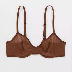 SMOOTHEZ by Aerie Mesh Unlined Bra Balconette Brown NWT